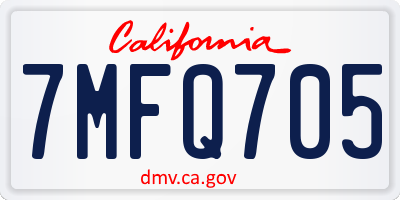 CA license plate 7MFQ705