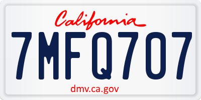 CA license plate 7MFQ707