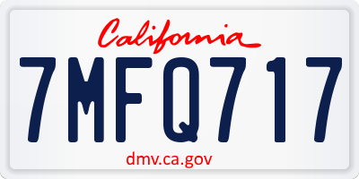 CA license plate 7MFQ717