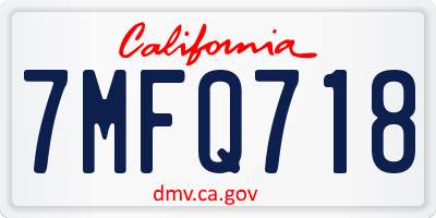 CA license plate 7MFQ718