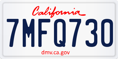 CA license plate 7MFQ730