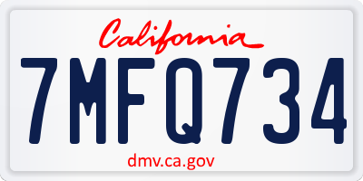 CA license plate 7MFQ734