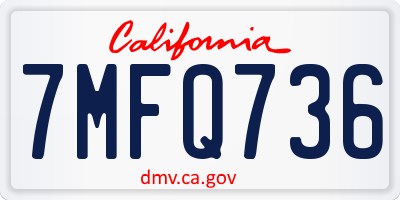 CA license plate 7MFQ736