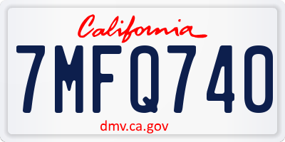 CA license plate 7MFQ740