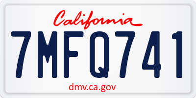 CA license plate 7MFQ741