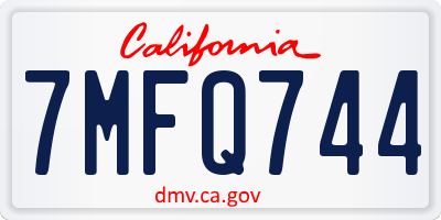 CA license plate 7MFQ744