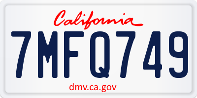 CA license plate 7MFQ749