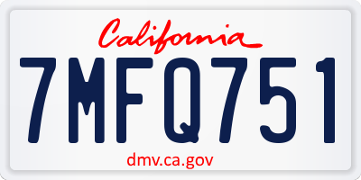 CA license plate 7MFQ751