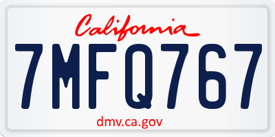 CA license plate 7MFQ767