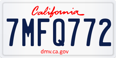 CA license plate 7MFQ772