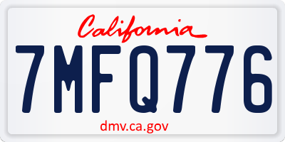 CA license plate 7MFQ776