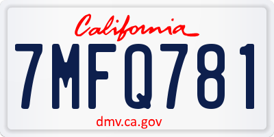 CA license plate 7MFQ781