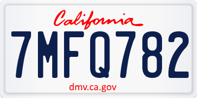 CA license plate 7MFQ782