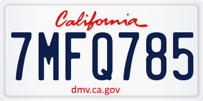 CA license plate 7MFQ785