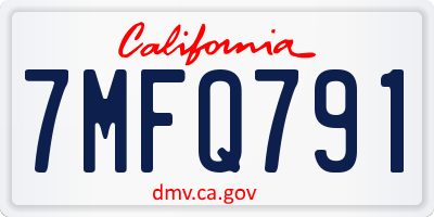 CA license plate 7MFQ791