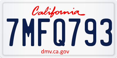 CA license plate 7MFQ793