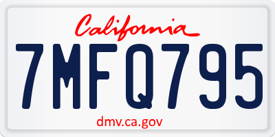 CA license plate 7MFQ795