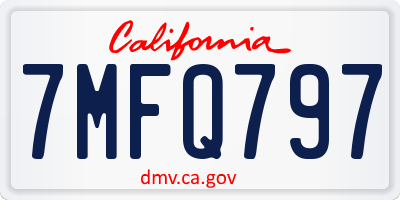 CA license plate 7MFQ797