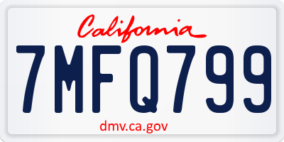 CA license plate 7MFQ799