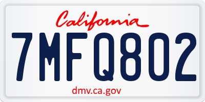 CA license plate 7MFQ802