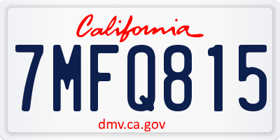 CA license plate 7MFQ815