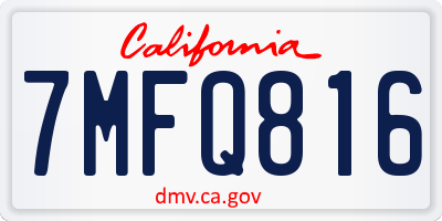 CA license plate 7MFQ816