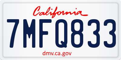 CA license plate 7MFQ833