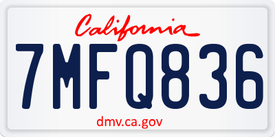 CA license plate 7MFQ836
