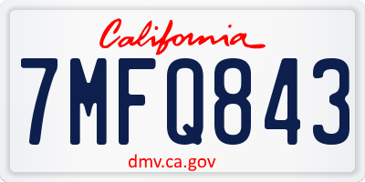 CA license plate 7MFQ843