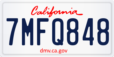 CA license plate 7MFQ848