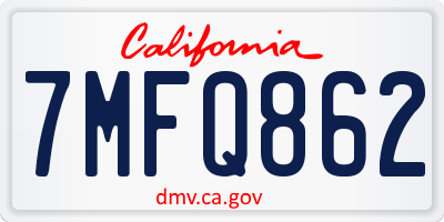 CA license plate 7MFQ862