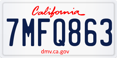 CA license plate 7MFQ863