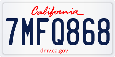 CA license plate 7MFQ868