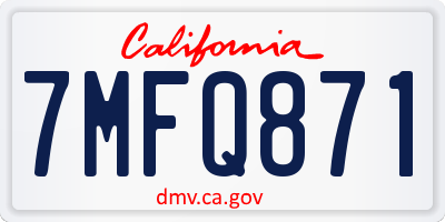 CA license plate 7MFQ871