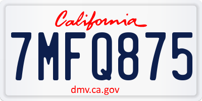 CA license plate 7MFQ875