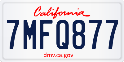 CA license plate 7MFQ877
