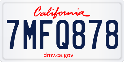 CA license plate 7MFQ878