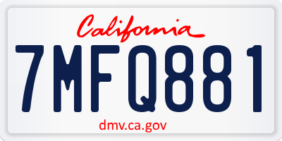 CA license plate 7MFQ881