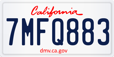 CA license plate 7MFQ883