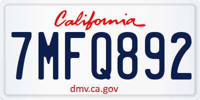 CA license plate 7MFQ892