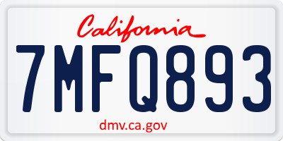 CA license plate 7MFQ893