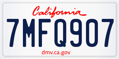 CA license plate 7MFQ907