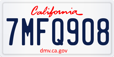 CA license plate 7MFQ908