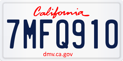 CA license plate 7MFQ910