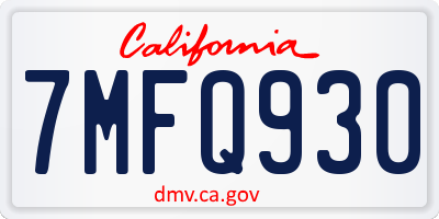 CA license plate 7MFQ930