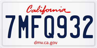 CA license plate 7MFQ932