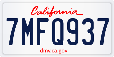 CA license plate 7MFQ937