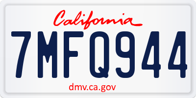 CA license plate 7MFQ944