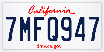 CA license plate 7MFQ947