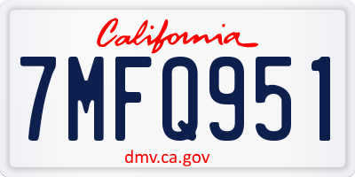 CA license plate 7MFQ951